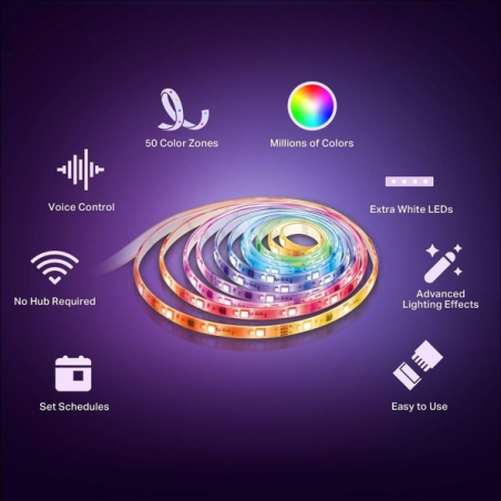 TP-Link TL63-5 Tira LED de 5m - Intensidad Regulable - Adhesivo 3M - WiFi - Control con Asistente Virtual y App - Luminosidad 10