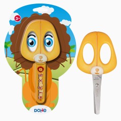✅ Ciseaux d'école pour enfants Dohe - Acier inoxydable - Bouts arrondis - Couvre-lame - Motif Lion couleur Plus en stock