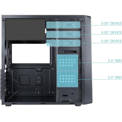 Boîtier moyen tour Tooq Prisma Ultra ATX - Alimentation 500 W - Ventilateur 120 mm - 3 baies 5,25" / 3 baies 3,5" / 2 baies 2,5"