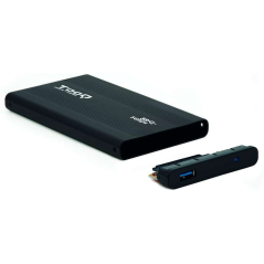 Tooq Boîtier Externe HDD/SDD 2.5" jusqu'à 9.5mm SATA USB 3.0 - Couleur Noire