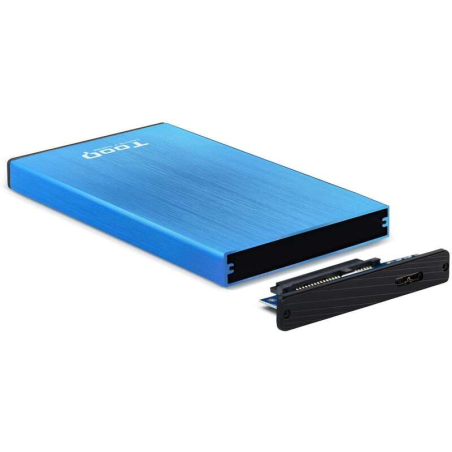 Tooq Boîtier Externe HDD/SDD 2.5" jusqu'à 9.5mm SATA USB 3.0 - Couleur Bleu
