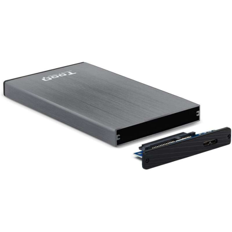 Tooq Boîtier Externe HDD/SDD 2.5" jusqu'à 9.5mm SATA USB 3.0 - Couleur Gris