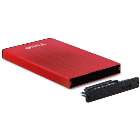 Tooq Boîtier Externe HDD/SDD 2.5" jusqu'à 9.5mm SATA USB 3.0 - Couleur Rouge