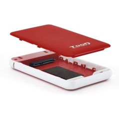 Tooq Boîtier Externe HDD/SDD 2.5" jusqu'à 9.5mm SATA USB 3.0/3.1 Gen 1 - Sans Vis - Couleur Rouge/Blanc