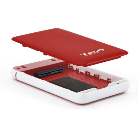 Tooq Boîtier Externe HDD/SDD 2.5" jusqu'à 9.5mm SATA USB 3.0/3.1 Gen 1 - Sans Vis - Couleur Rouge/Blanc