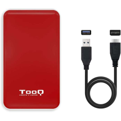 Tooq Boîtier Externe HDD/SDD 2.5" jusqu'à 9.5mm SATA USB 3.0/3.1 Gen 1 - Sans Vis - Couleur Rouge/Blanc