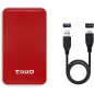 Tooq Boîtier Externe HDD/SDD 2.5" jusqu'à 9.5mm SATA USB 3.0/3.1 Gen 1 - Sans Vis - Couleur Rouge/Blanc