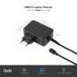 Chargeur pour ordinateur portable Tooq GaN USB-C/PD 45 W - Câble de 1,80 m - Noir