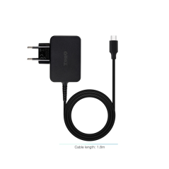 Chargeur pour ordinateur portable Tooq GaN USB-C/PD 45 W - Câble de 1,80 m - Noir