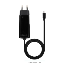 Chargeur pour ordinateur portable Tooq GaN USB-C/PD 90 W - Câble de 1,80 m - Noir