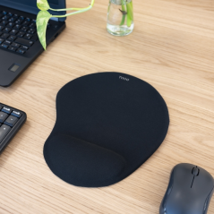 Tapis de souris ergonomique Tooq TQMP1001-B - Repose-poignet en gel - Surface douce, élastique, respirante et durable - Noir