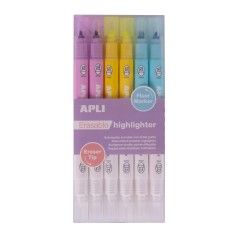 Surligneurs effaçables multicolores Apli présentoir 5 packs