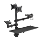 Support de bureau Tooq pour 2 écrans (17"-32") + fixations pour imprimante de point de vente, lecteur de codes-barres, lecteur d