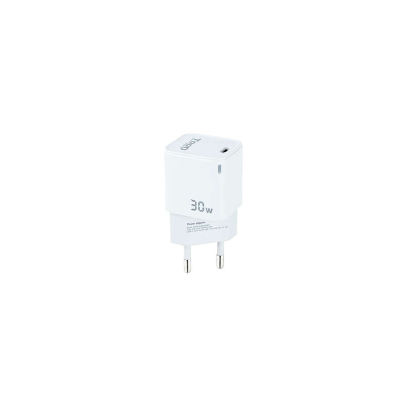 Chargeur mural Tooq GaN USB-C/PD 30W - Couleur blanche