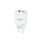 Tooq GaN Chargeur Mural USB-C/PD + USB-A/QC 45W - Couleur Blanche