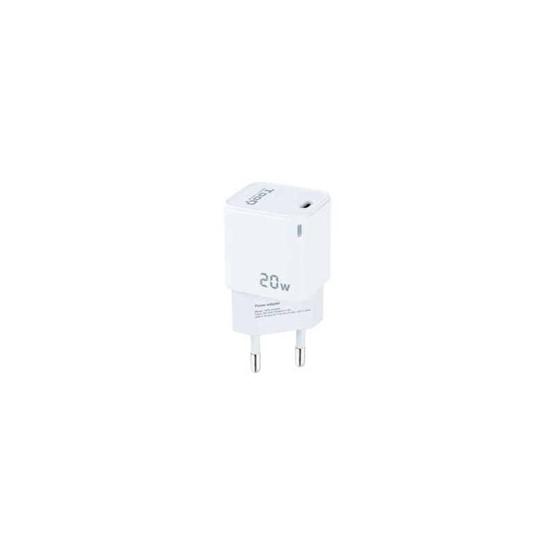 Chargeur mural Tooq USB-C/PD 20W - Couleur blanche