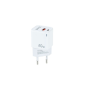 Tooq Chargeur Mural USB-C/PD + USB-A/QC 20W - Couleur Blanche