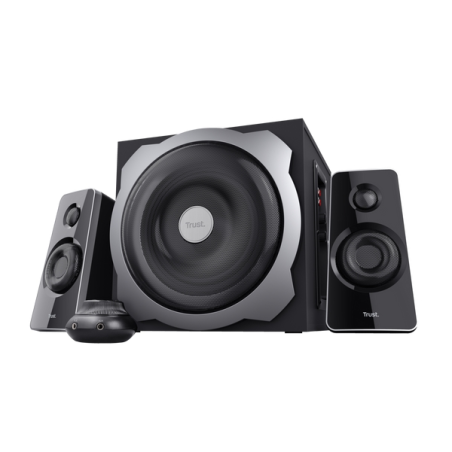 Ensemble d'enceintes Trust Tytan 2.1 USB 120 W - Caisson de basses en bois - Télécommande - Entrée Jack 3,5 mm - Couleur Noir