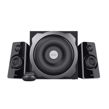 Ensemble d'enceintes Trust Tytan 2.1 USB 120 W - Caisson de basses en bois - Télécommande - Entrée Jack 3,5 mm - Couleur Noir