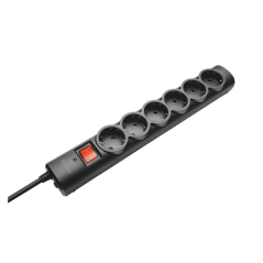 Trust 21059 Multiprise 6 prises + protection contre les surtensions noire