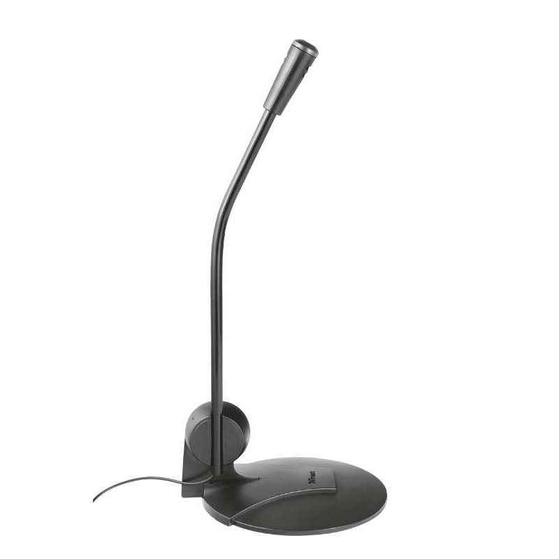 Microphone de bureau Trust Primo - Haute sensibilité - Jack 3,5 mm - Câble de 1,80 m - Couleur noire