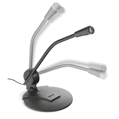 Microphone de bureau Trust Primo - Haute sensibilité - Jack 3,5 mm - Câble de 1,80 m - Couleur noire