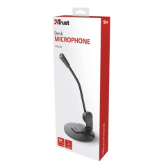 Microphone de bureau Trust Primo - Haute sensibilité - Jack 3,5 mm - Câble de 1,80 m - Couleur noire