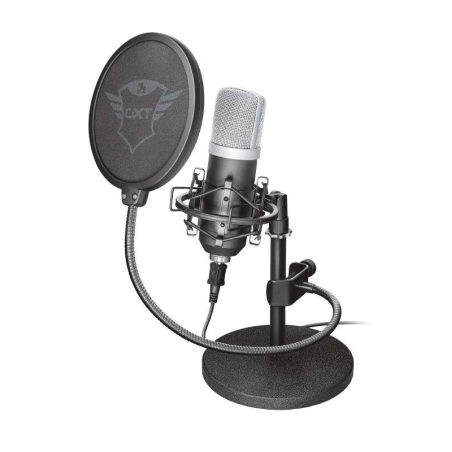 Trust Gaming GXT 252 Emita Microphone Cardioïde USB - Pied Métal - Câble 1.80m - Couleur Noir