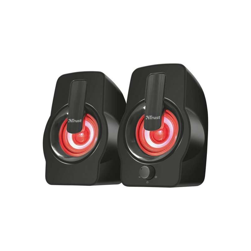 Trust Gemi Enceintes USB 2.0 12W - Eclairage RVB - Contrôle du Volume - Câble 1,40m - Couleur Noir