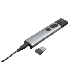 Trust Kazun Présentateur Laser Sans Fil - 4 Boutons - Portée d'Action 30m - Laser Couleur Rouge - Aluminium
