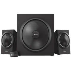 Système d'enceintes Trust Yuri 2.1 120W - Caisson de basses 30W - Contrôle des basses - Câble de 1,50 m - Couleur noire