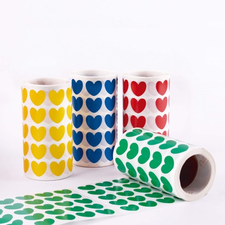 Apli Kids Lot de 4 rouleaux d'autocollants cœurs - 7 080 autocollants au total - Adhésif à base d'eau - Sans solvant