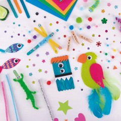 ✅ Apli Kids Pack d'artisanat avec pompons, formes EVA, pierres fantaisie adhésives, paillettes, bâtons en bois en stock