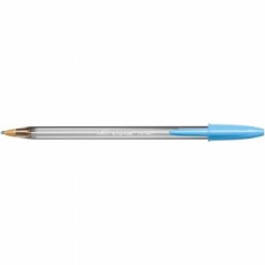 stylo bille transparent embout bleu