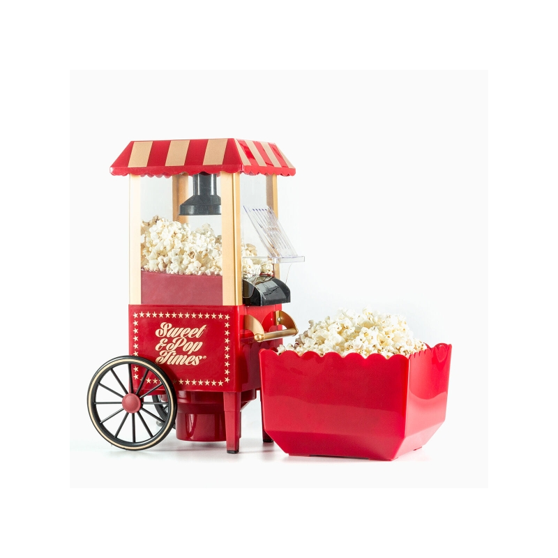 Machine à popcorn à air chaud Innovagoods Sweet & Pop Times - Puissance 1200 W - Style vintage - Cuisson sans huile - Doseur inc
