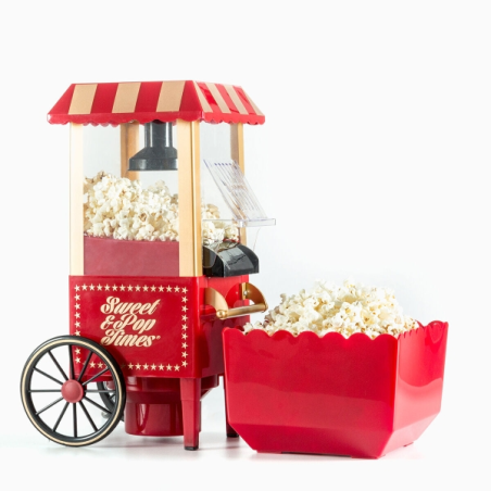Machine à popcorn à air chaud Innovagoods Sweet & Pop Times - Puissance 1200 W - Style vintage - Cuisson sans huile - Doseur inc