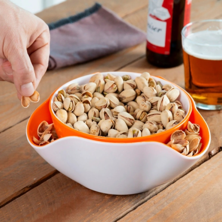 Lot de 2 bols à goûter Innovagoods - Multiusages - Sans BPA - Empilables - Orange et blanc