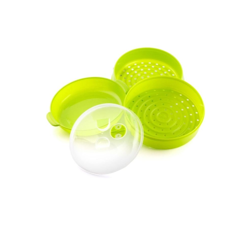 Cuiseur vapeur double pour micro-ondes Innovagoods Fresh - Double compartiment - Valve vapeur - Matériau durable - Facile à nett