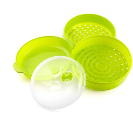 Cuiseur vapeur double pour micro-ondes Innovagoods Fresh - Double compartiment - Valve vapeur - Matériau durable - Facile à nett