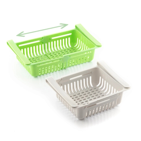 Lot de 2 organisateurs de réfrigérateur ajustables Innovagoods Friwer - Faciles à nettoyer - Extensibles - Dimensions : 20-28 x
