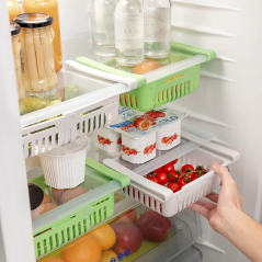 Lot de 2 organisateurs de réfrigérateur ajustables Innovagoods Friwer - Faciles à nettoyer - Extensibles - Dimensions : 20-28 x
