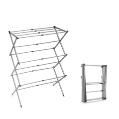 Étendoir à linge extensible en métal Innovagoods Cloxy, 3 hauteurs réglables, 11 barres, supporte jusqu'à 12 kg, pliable, résist
