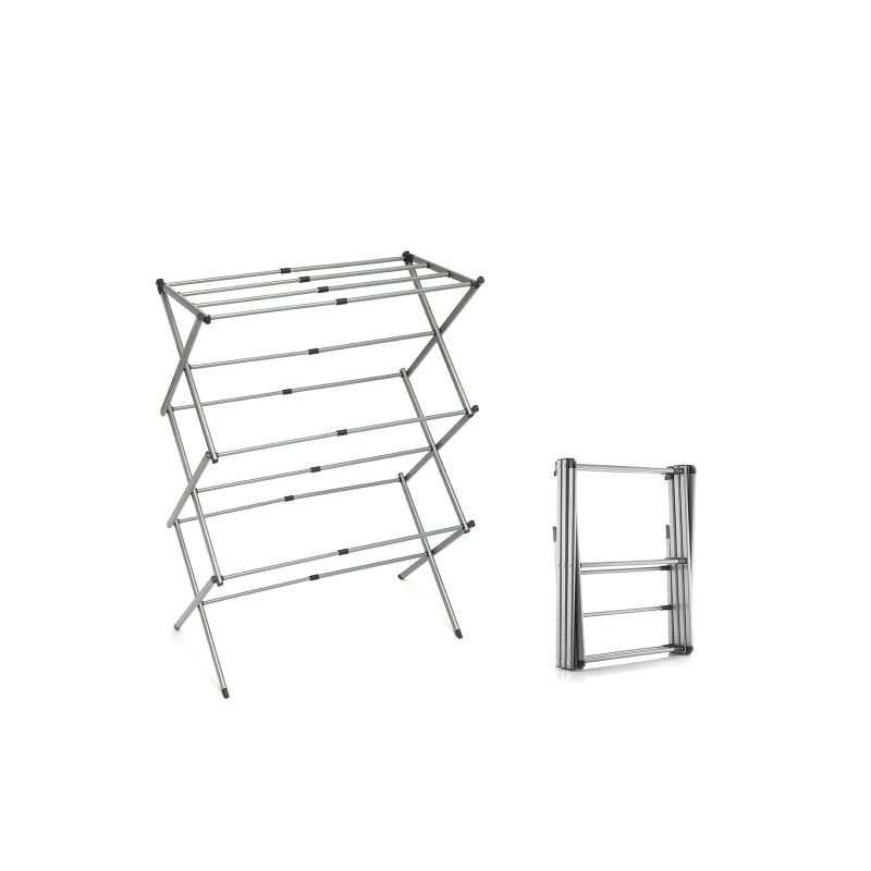 Étendoir à linge extensible en métal Innovagoods Cloxy, 3 hauteurs réglables, 11 barres, supporte jusqu'à 12 kg, pliable, résist