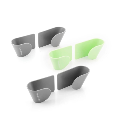 Lot de 6 supports de cuisine adhésifs Innovagoods Smarack - Adhésif en gel nano PU - 8,5 x 5 x 4,5 cm - Gris et vert