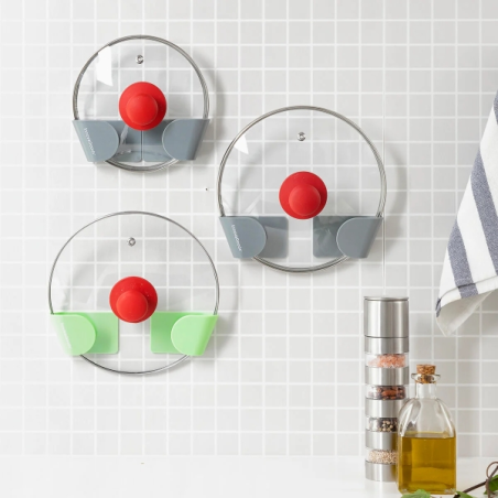 Lot de 6 supports de cuisine adhésifs Innovagoods Smarack - Adhésif en gel nano PU - 8,5 x 5 x 4,5 cm - Gris et vert
