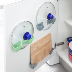 Lot de 6 supports de cuisine adhésifs Innovagoods Smarack - Adhésif en gel nano PU - 8,5 x 5 x 4,5 cm - Gris et vert