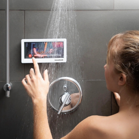Étui mural étanche Innovagoods Cashower pour téléphones portables jusqu'à 7 pouces - Multifonction - Tactile - Anti-buée - Adhés