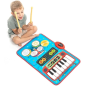 Tapis musical 2-en-1 Beats'n'Tunes d'Innovagoods : clavier avec 4 instruments, batterie avec tambours et cymbales, antidérapant,