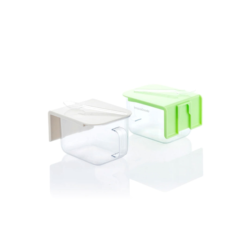 Lot de 2 boîtes de cuisine amovibles Innovagoods Handstore - Capacité 420 ml - Sans BPA - Faciles à nettoyer - Adhésifs de quali