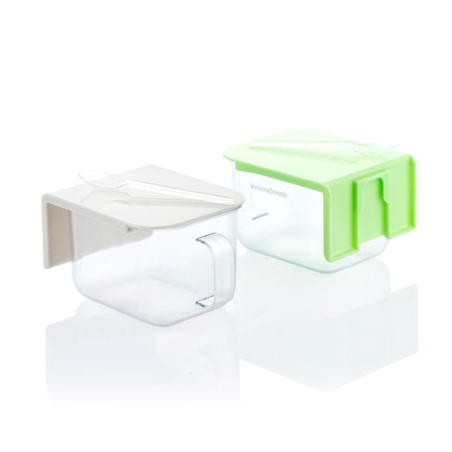 Lot de 2 boîtes de cuisine amovibles Innovagoods Handstore - Capacité 420 ml - Sans BPA - Faciles à nettoyer - Adhésifs de quali